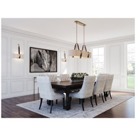 Hubbardton Forge 134070-1008 Saratoga 4 Light 18 inch Polished Nickel Pendant Ceiling Light in Leather Black, Natural Linen, Oval 134070_204070_Dining-Lifestyle Saratoga.jpg thumb